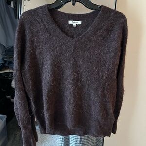 Maroon Vneck Madewell Alpaca Sweater